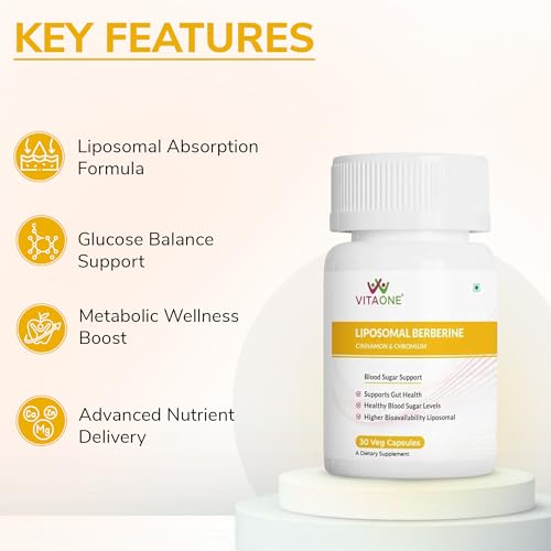 Image of Liposomal Berberine Complex with Cinnamon & Chromium - Advanced Liposomal Formula for Metabolic Wellness, Glucose Balance & Daily Energy Support - 30 Veg Capsules