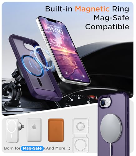Image of Magnetic Compatible with iPhone 17e Case & iPhone 16e Case,[Built-in Invisible Kickstand][Compatible with MagSafe][Military Grade Shockproof] Slim Translucent Matte Case for iPhone 16e /17e 6.1 inch