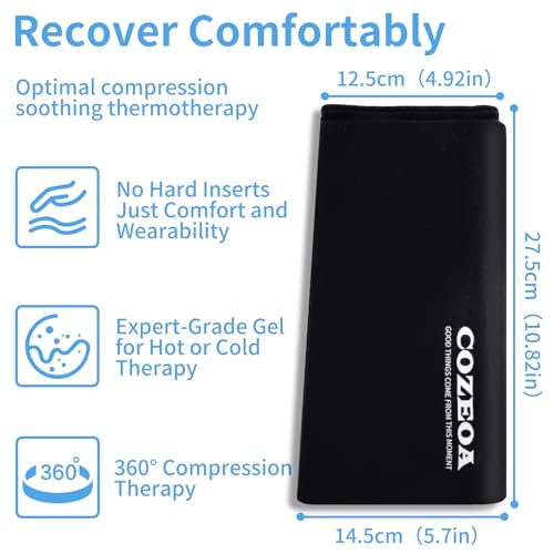 Knee Ice Pack Wrap, Reusable Gel Cold & Hot Compression Sleeve for Injuries, Pain Relief, Swelling Reduction and Post-Surgery Recovery, Comfortable & Skin-Friendly