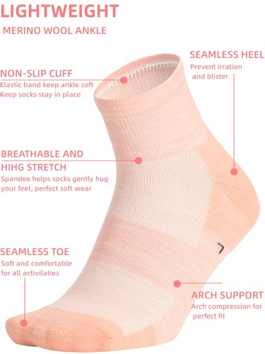 Image of 3 Pairs 90% Merino Wool Ankle Socks, Thin All-Season Casual Soft Breathable for Men Women