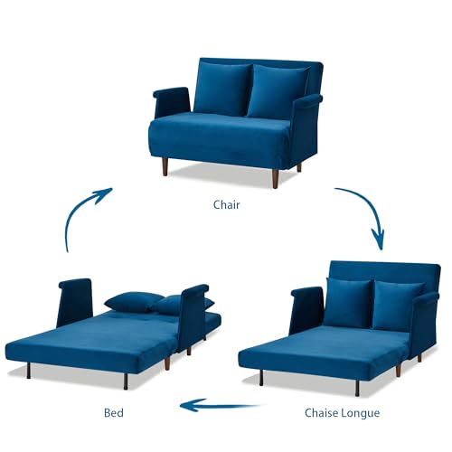 Sillón convertible peluche azul velvet miniatura 7