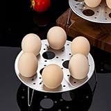 Egg Steamer Rack 9 Holes Stainless Steel Trivet Egg Steamer Basket Heat Insulation Rack for Pots and Bowls Stackable Steamer Tray for Eggs and...