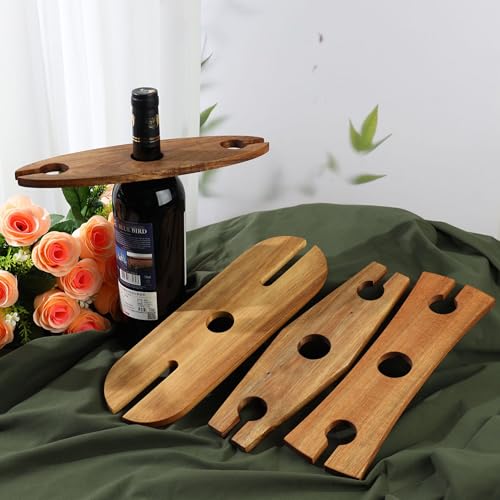 Soporte de botellas de vino de madera grabado personalizado 2PCS miniatura 1