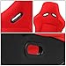 DNA MOTORING 2PCS Fixed Back Racing Bucket Seats for 4 Point Harness, Red Woven Fabric (37.5