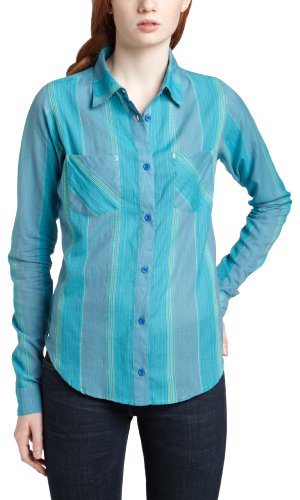 Rip Curl Juniors Oceanic Button Down Top,Amparo Blue,Medium