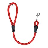 Correa Adiestramiento Perro Corta para Perros Grandes Pequeños Medianos. Correa Antitirones Perro Nylon Redonda. Hecho en España. 60cm. ROJA.
