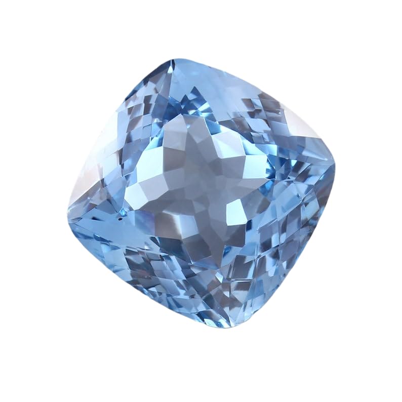 Aigue-marine brésilienne de prestige 20x20mm facettée pour haute joaillerie et colliers
