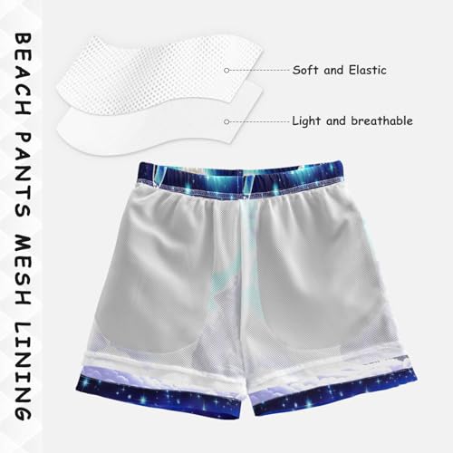 Kids Swimming Trunks, Toddler Trunks 2t, Galaxy Cool Wolf Blue Purple4