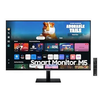 SAMSUNG Monitor inteligente FHD série M5 (M50D) de 27 polegadas com streaming de TV, alto-falantes, HDR10, hub de jogos, várias portas, rastreador de treino, ferramentas de acessibilidade de visão,