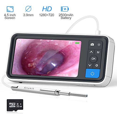 Digital Otoscope with 4.5 Inch Screen, Anykit 3.9mm Ear Camera with 6 LED