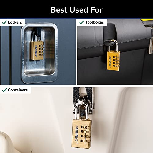 Brinks - 30Mm Solid Brass 4-Dial Resettable Padlock - Chrome Plated With Hardened Steel Shackle #TOP6