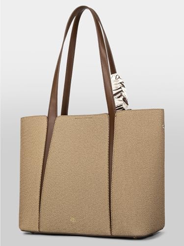 Image of ITTI Capri Tote for Women | Lightweight Three-Compartment Tote Bag with Elegant Scarf Design | Large Capacity Work & Daily Use Bag