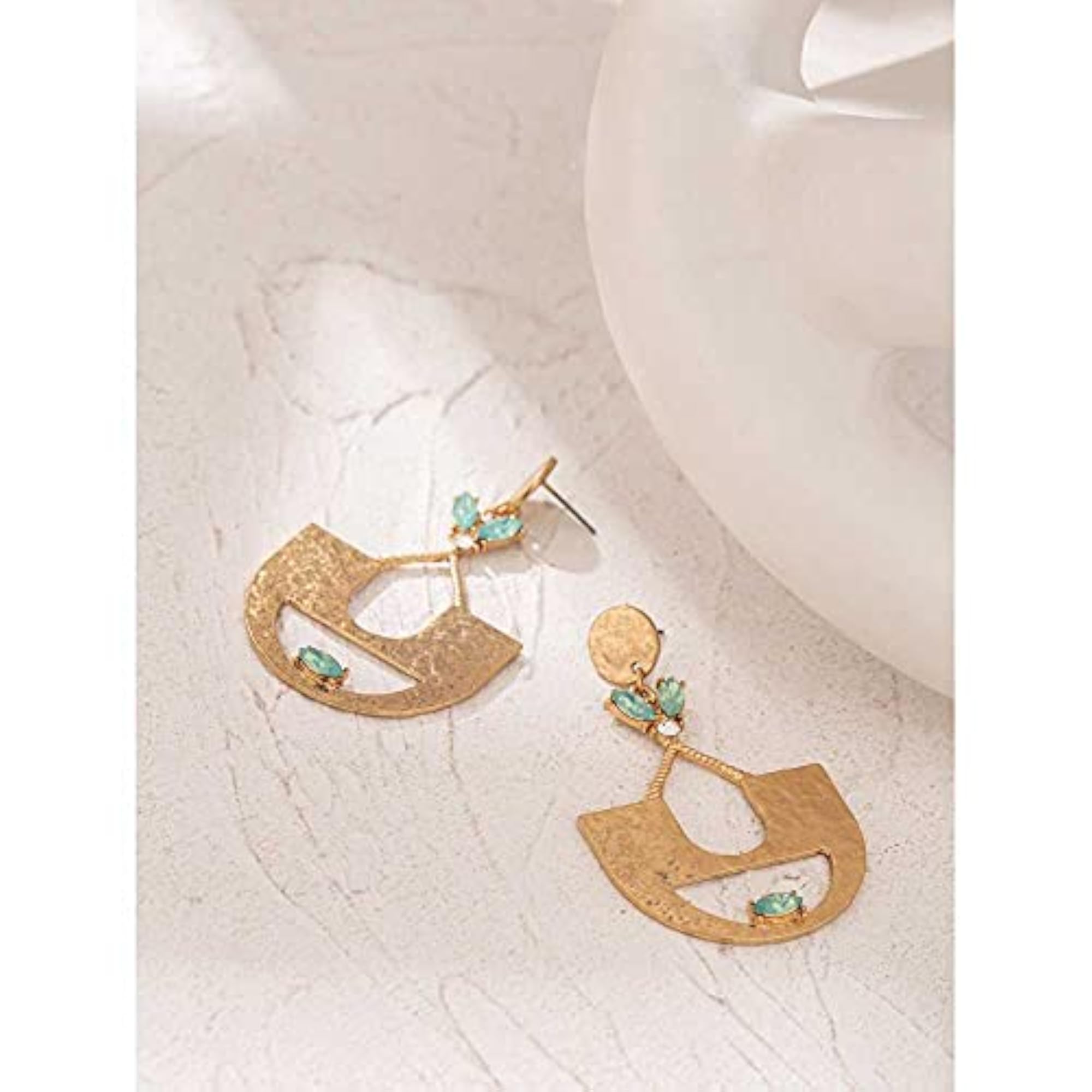 Rustic Pattern Drop Earrings with Rhinestones