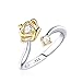 Produktbild Shuda Damenring, elegant, modisch, Kronen-Form, offen, verstellbar, Schmuck, Geschenk zum Geburtstag für Mädchen, Metall, Gold, Réglable