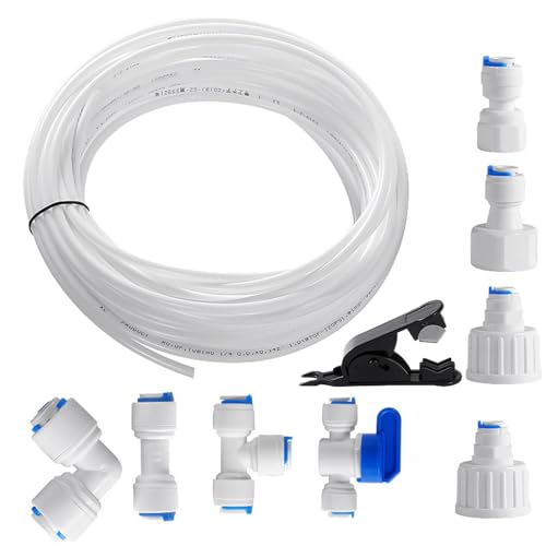 Tubo de filtro de suministro de agua - Largo de refrigeración - Manguera de agua 15 m, conecte rápidamente la tubería de agua potable para el conector de la tubería de agua del refrigerador, con