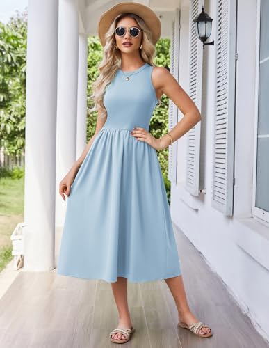 Image of GRACE KARIN Womens Summer Dress Sleeveless Tank Dress Boho Casual Beach Vacation A Line Midi Dress with Pockets