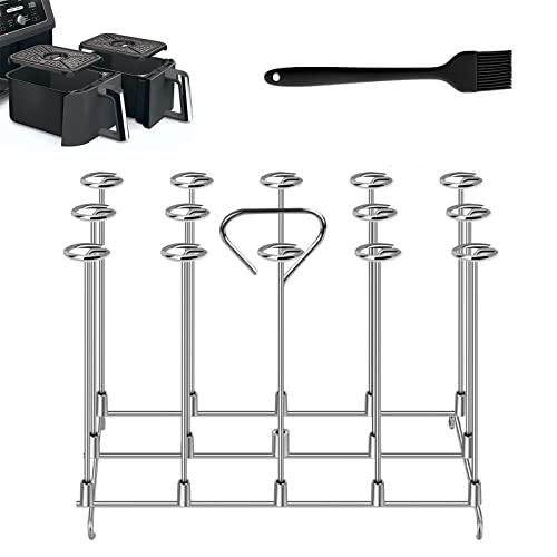 Loofu Edelstahl-Spießständer Kebab 8QT, 16-in-1 Luftfritteuse Zubehör Grillspieße Rack, für Luftfritteuse Kochen BBQ kompatibel mit Ninja Air Fryer AF300UK, AF400UK Cover