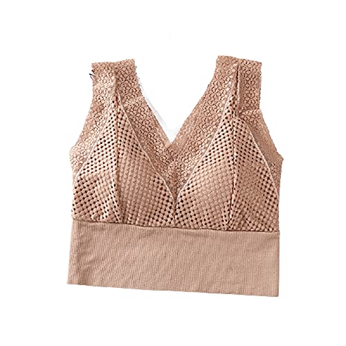 KLMI Beau Dos En Dentelle, Soutien-Gorge Sexy, Coussinet De Poitrine En Latex, Sous-VêTements Sans Anneau En Acier Pour Femmes, Rassembler Et Envelopper La Poitrine A-XL Cover