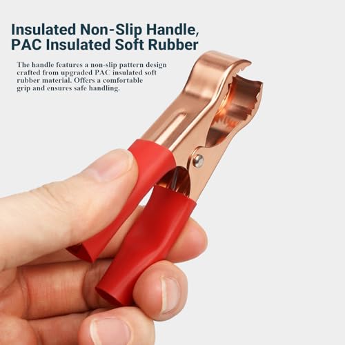 Image of 5Pair Alligator Clips Electrical, 50A 3.1inch Heavy Duty Insulated Pure Copper Charging Battery Clips Alligator Clamps, Spring Loaded Truck Car Electrical Battery Test Jumper Lead Probe