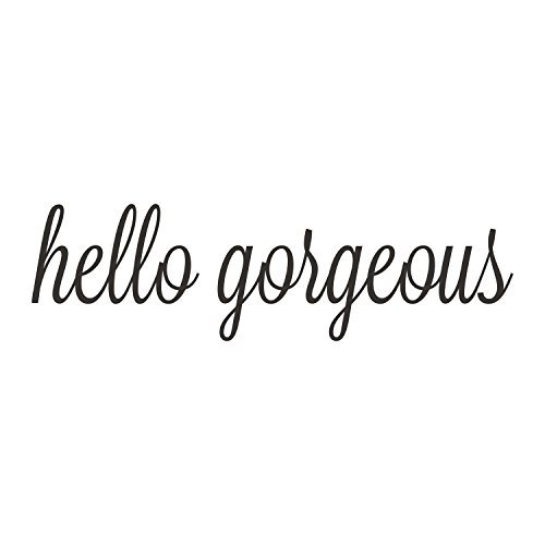 Hello Gorgeous Quote Mirror Decal Motivational Inspirational Vinyl Wall Decals Bathroom Lettering Wall Sticker Home Decor (Hello Gorgeous Black)