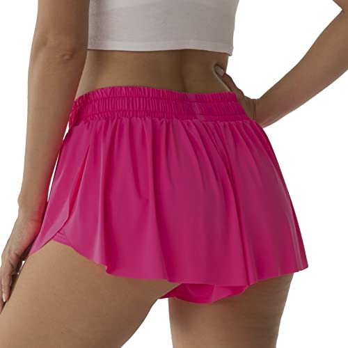 Image of Flowy Athletic Shorts for Women Running Tennis Butterfly Shorts Girls 2-in-1 Double Layer Quick-Drying Comfy Shorts