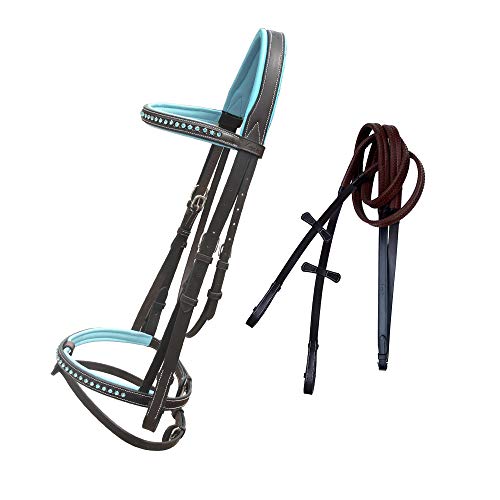 ExionPro Blue Bling Browband and Snaffle Noseband with Blue Soft ...