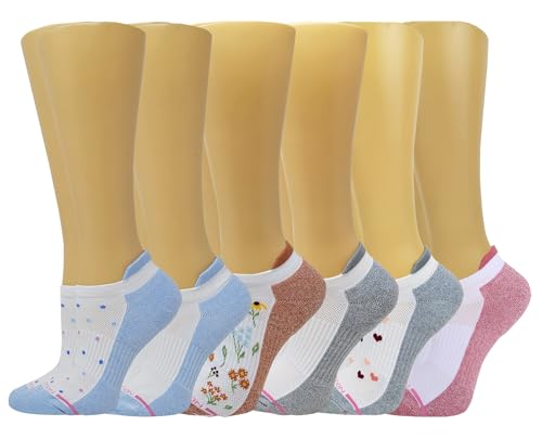 Image of Dr. Motion 6 Pairs Womens Low Cut Ankle Cushioned Breathable Compression Socks