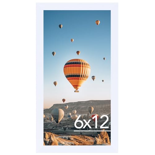Image of JCJMY 6x12 Picture Frame White for Wall Hanging, Wall Mounting Horizontally or Vertically, 6 x 12 Wall Gallery Poster Photo Frame with Shatter Resistant Plexiglass, White
