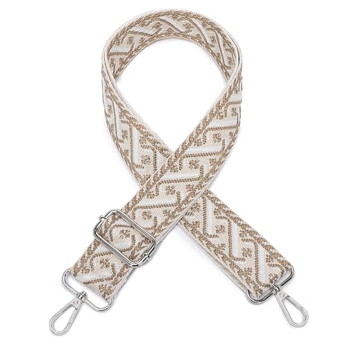 Miss LuLu Correa para Bolsos Ajustable – Correa Bolso Bandolera, Correa de Hombro con Estilo Bohemio, Accesorios de Bandolera de Bricolaje, Mosquetón Universal, 63-121 cm