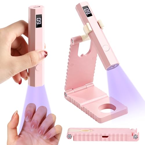 YSC Handheld UV Light for Gel Nails Mini Portable Cordless UV Pen Light for Nails with Stands and LCD Display Fast Flash Curing Nail Dryer for Home Salon & DIY Manicure