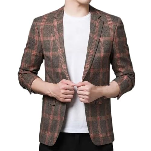 Men's Plaid Single Button Business Slim Youth Professional Formal Suit2