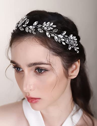 Chargances Bridal Crystal Hair Vine Wedding Gold Rhinestone Headband Fashion Bride Hair Vine Wedding Prom Flower Girl Hair Accessories for Women and Girls (Gold)