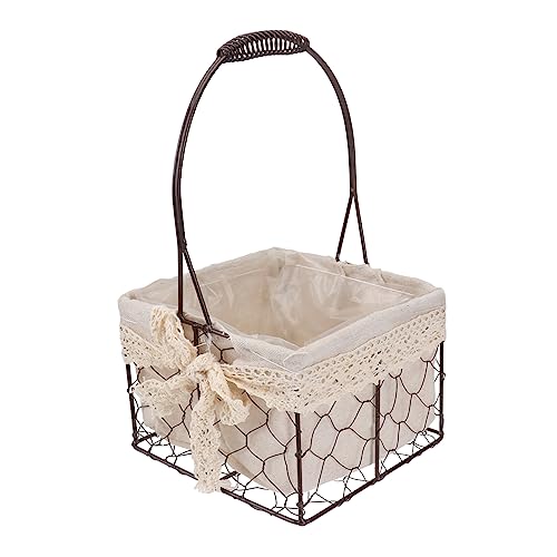 TOYANDONA Pot De Fleurs en Fer Forgé Fait Main pour Balcon Et Intérieur, Petit Panier Multiusage, Conteneur Déco Naturel Et Rangement Multifonction pour Plantes Et Objets Divers