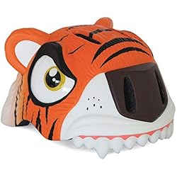 Casco De Seguridad Naranja Casco de Bicicleta para niño Crazy Safety | Casco de Bici para niño de 2 a 7 años para Skate, Bicicleta, Patinete, monopatin| Casco de Animal 3D Ligero y Ajustable 49-55 cm (Tigre Naranja)