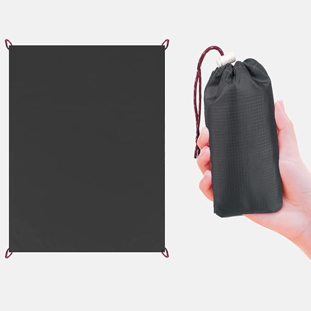Large Waterproof Footprint, Picnic Blanket, Beach Blanket, 210x140 cm / 78.7x55 inches with 4 Fixed Nails, Lightweight and Portable, Ideal for Beach, Camping, Hiking and Grass Trips (Dark Gray)