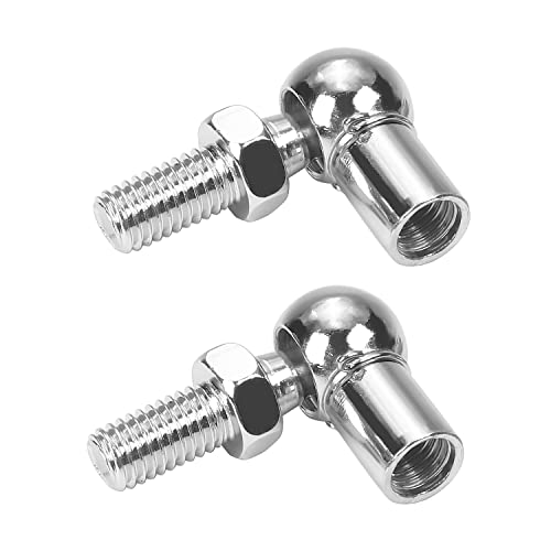 Heyiarbeit 2Pcs Rod End Ball Bearing With Stud, M8 Female Thread 8Mm Round Handle Dia A3 Steel Silver Tone #TOP17