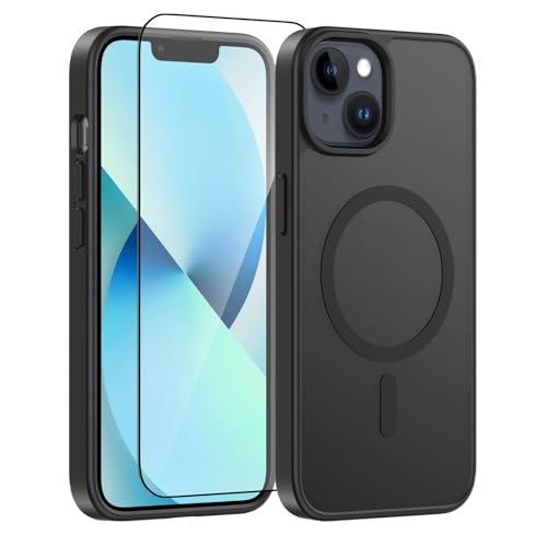 Lyhsgao for iPhone 13 Case Magnetic: with Magsafe Full Camera Protection Military Grade Shockproof Cover Slim Thin Translucent Matte for iPhone 13 Phone Case 6.1 Inch Black