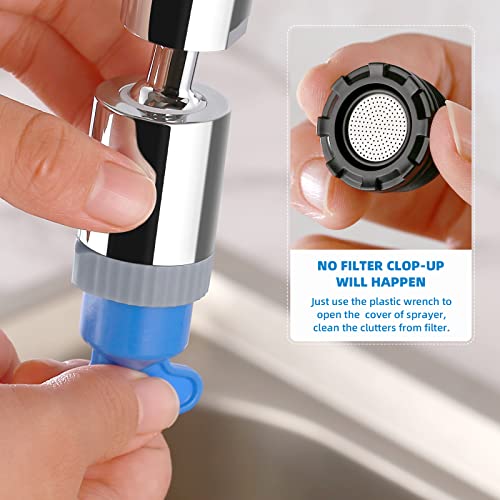 Swivel Faucet Aerator,3-Function Faucet Nozzle,360° Big Angle Rotate Kitchen Sink Faucet Attachment,Faucet Extender For Kitchen 55/64 Inch Female Thread,Kitchen Sink Aerator Chrome #TOP5