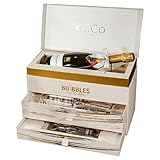 Bollinger Special Cuvee Champagne 75cl KeiCo Luxe Gift Box Hamper with 2 Silver Champagne Flutes and Solid Chocolate Corkscrew, Champagne Lovers Gift (Silver)