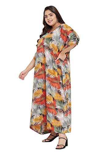 Image of Oussum Women Long Maxi Plus Size Polyester Kaftan Gown, Womens Kaftan Dresses Lounge Resort Wear, Plus Size Kaftan