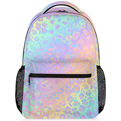 Rainbow Leopard Laptop Computer Backpacks Waterproof College School Bookbag Casual Travel Hiking Camping Daypack For Women Men #TOP9