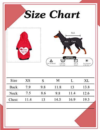 Impoosy Valentine's Day Pet Dog Hoodies Funny Heart Shirt Cute Puppy Costume Clothes For Small Medium Dogs Cats Pets (Xs) #TOP1
