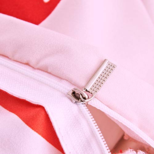 Loussiesd Strawberry Duvet Cover Set Double Strawberry Printed Bedding Duvet Cover for Kids Teens Girls Quilt Cover Fruit Theme Comforter Cover Cute Warm Sweet Duvet Cover Soft Breathable Bed Cover - Image 4