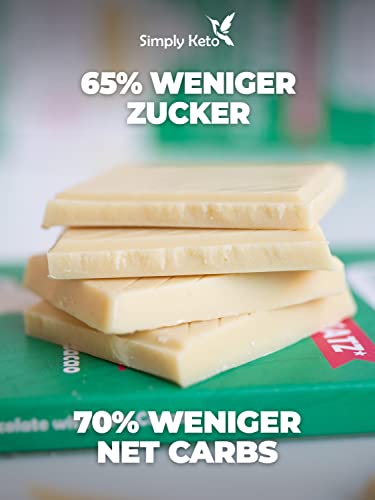 Simply Keto | Zuckerreduzierte Weiße Lower Carb* Schokolade - Schokolade ohne Zuckerzusatz - Gesüßt mit Erythrit statt Zucker – 65% weniger Zucker - Glutenfrei, 12 x 100g