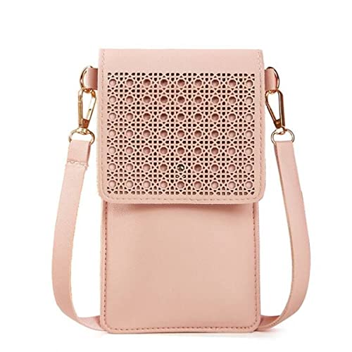 Hjkiopc Petit Sac Téléphone Portable Femme,avec Fenêtre à Écran Tactile étui de téléphone en cuir PU, Mini sac de téléphone élégant pour dames et filles (Sac téléphone Portable Rose) Cover