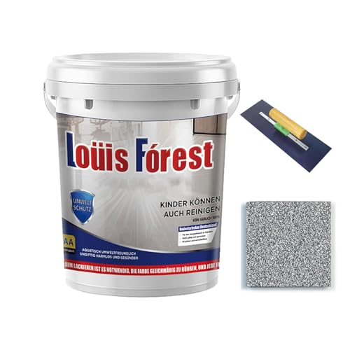 Louis Forest Epoxy Floor Paint, Epoxy Sand Floor Paint Self Leveling, High Gloss Marble Finish, Waterproof, Non-Slip, Long-Lasting, For Indoor and Outdoor (Dark Gray,5kg/176oz)
