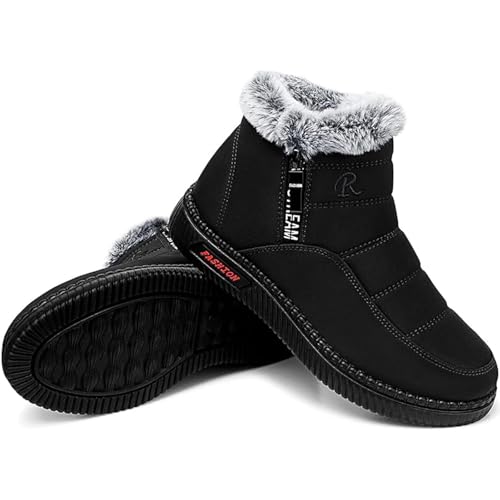 Lvptsh Botas de Nieve Mujer Zapatos de Invierno Botines Calientes Fur Forro Cálido con Cremallera Antideslizantes Boots,Negro,EU37