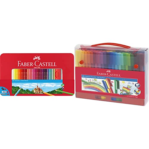 Faber-Castell set de 60 lápices de color hexagonales y 60 rotuladores multicolor