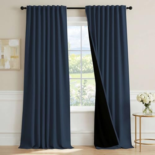 H.VERSAILTEX Navy Blue Blackout Curtains 84 Inch L