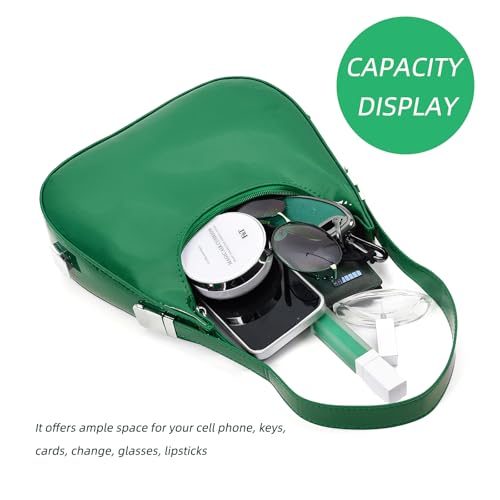 Image of Y2K Moon Bag Women's Crescent Shoulder Bag Retro Handbags Top Handle Patent Leather Cute Small Underarm Bag